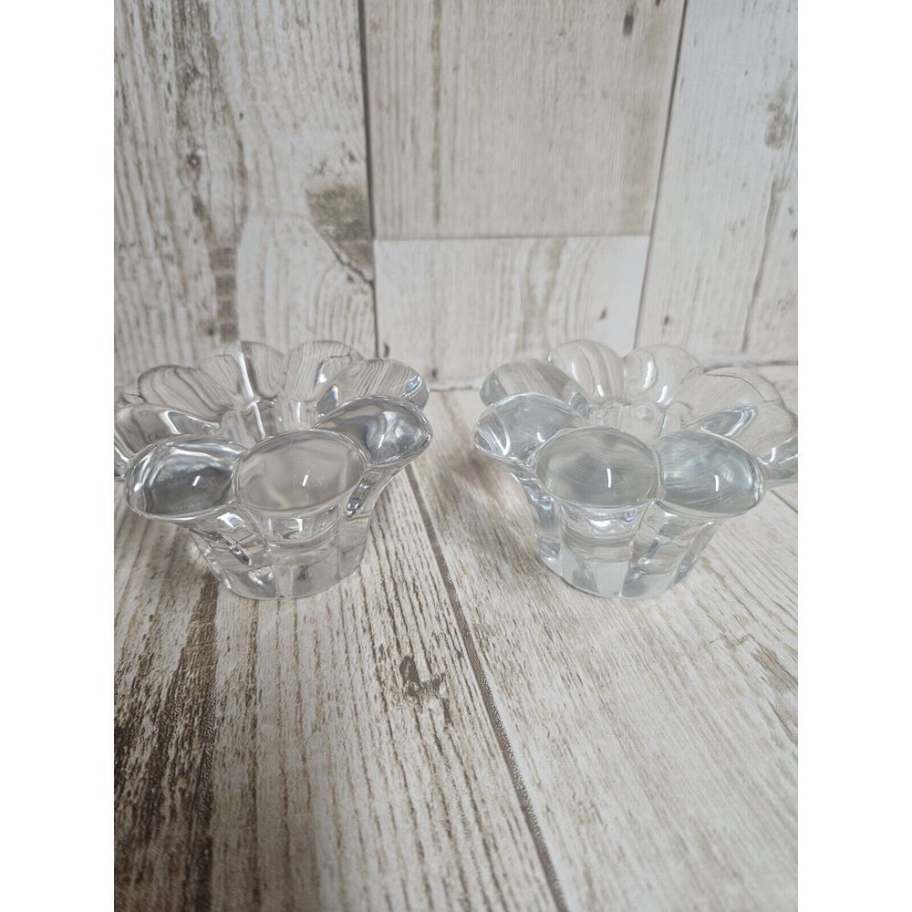 Heisey Glass #1503 "Crystolite -‎ Rosette" candle blocks (2)